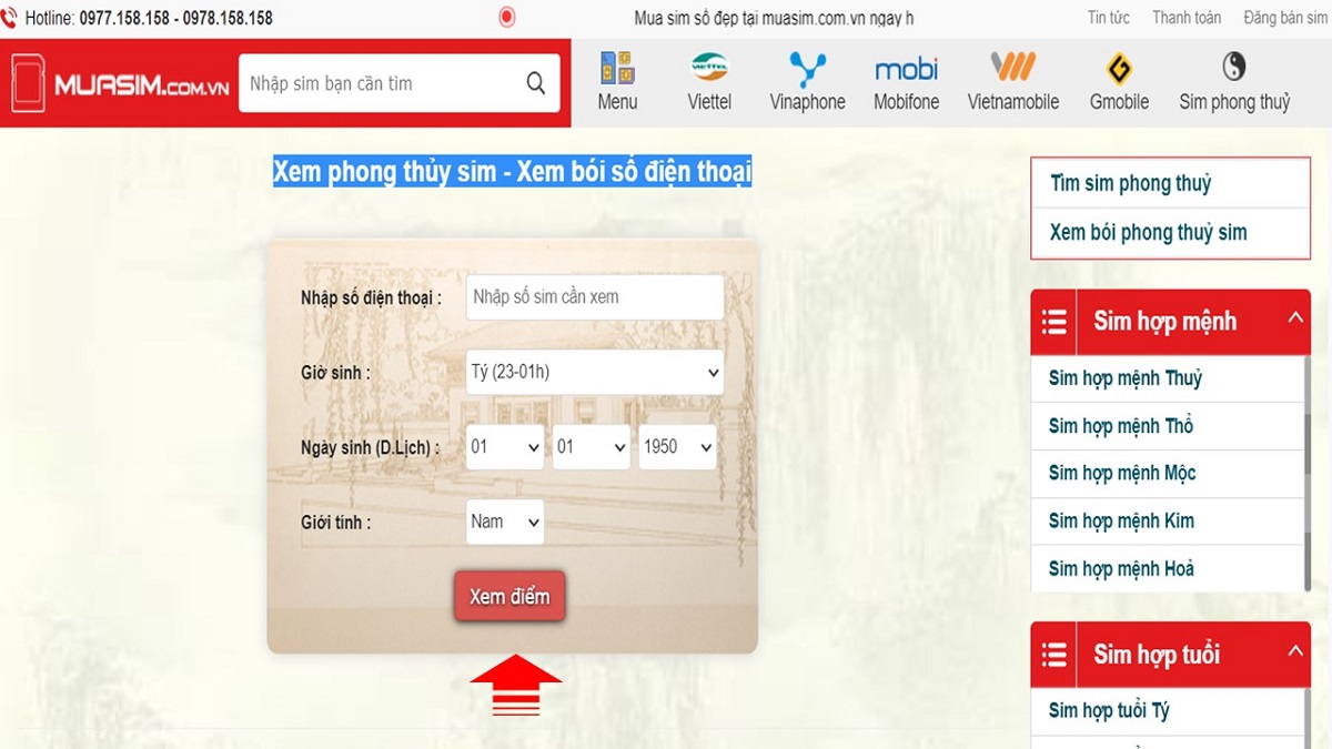 Cong cụ cham diem cho sim