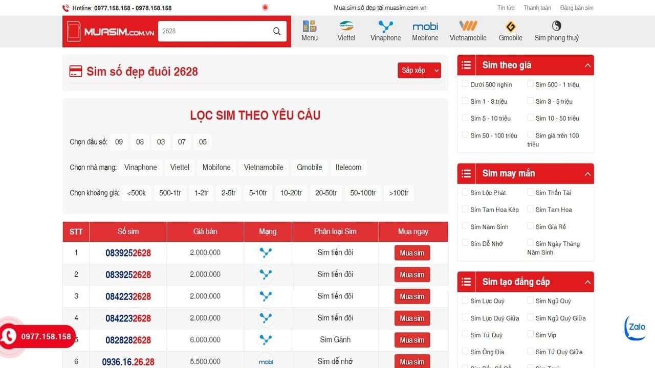 dia chi web ban sim duoi 2628